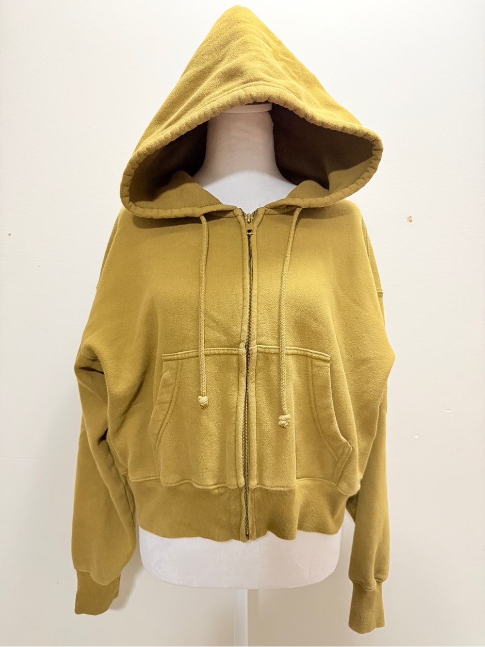 TNA Sweatfleece Boyfriend Fit Hooded Zip-Up Jacket - Women Olivegreen Size M - Picture 1 of 6